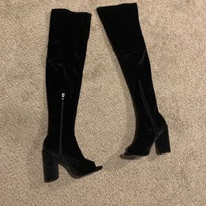 Thigh high peel toe boots